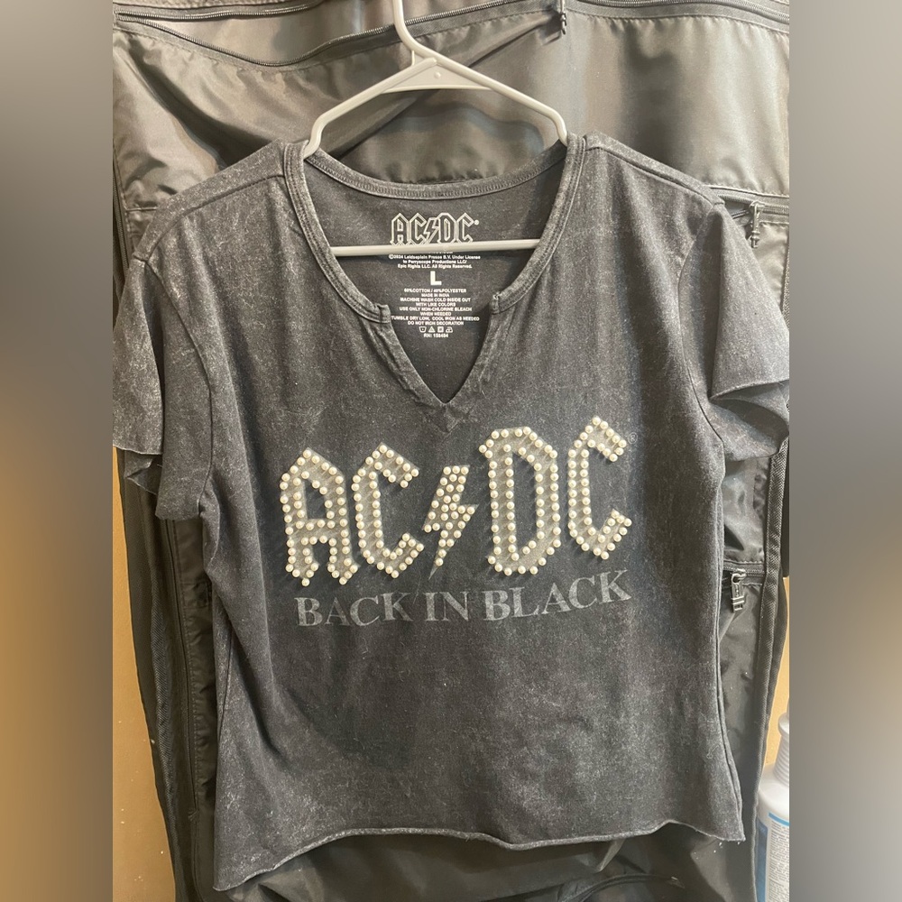 AC/DC Women's Studded Black Tee